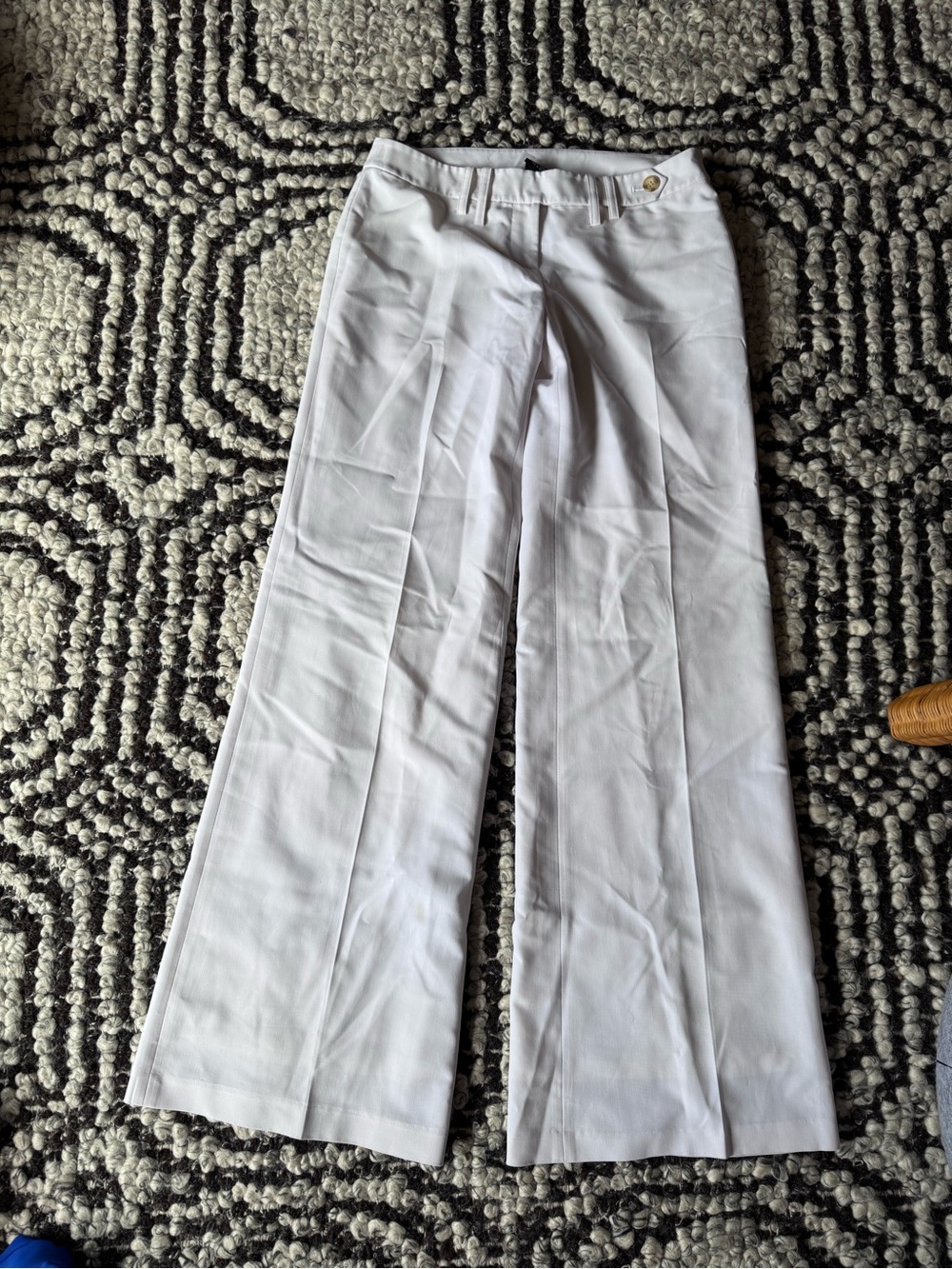White Wide-Leg lined Dress Pants